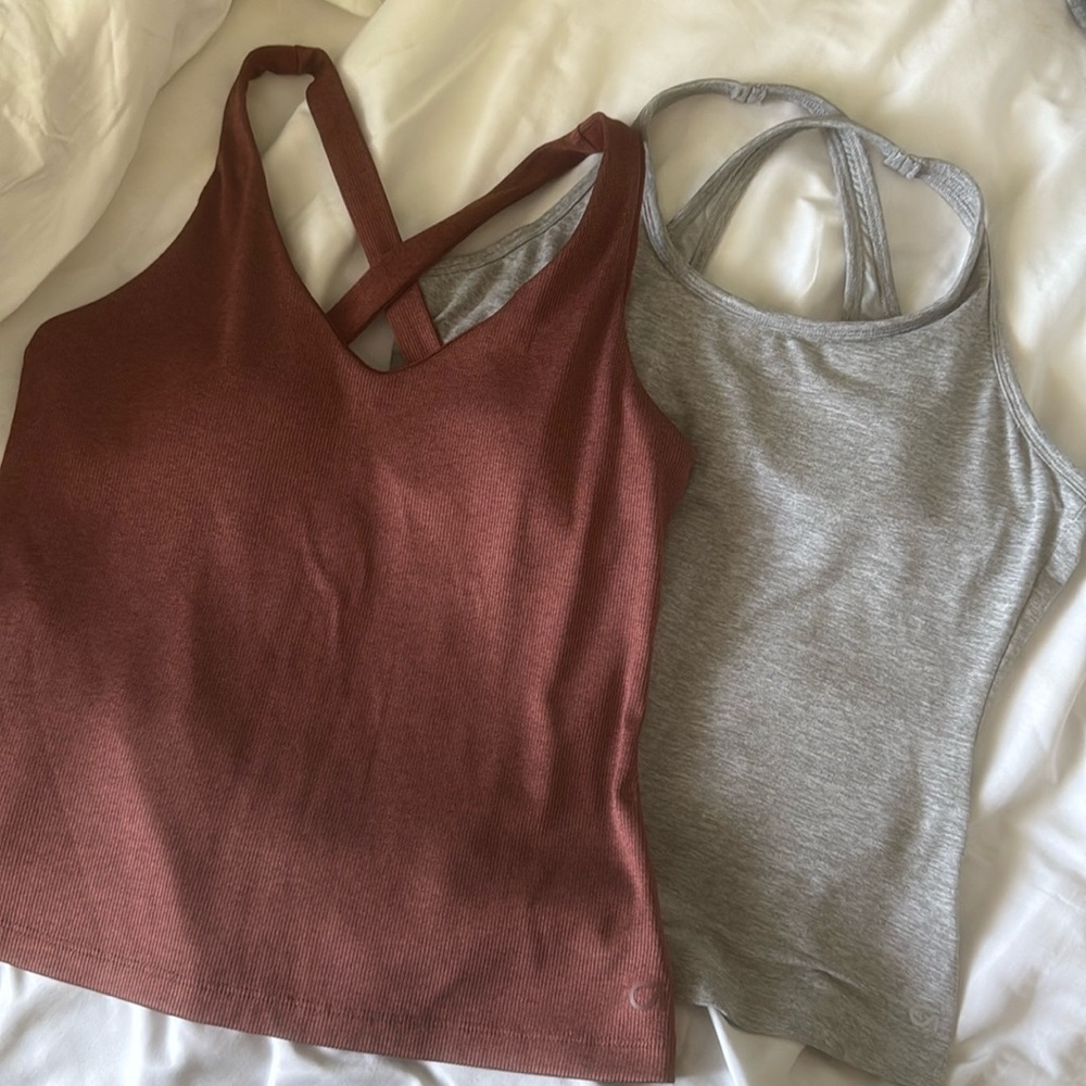 GAP Black and Gray Fitted Crop Tank Tops